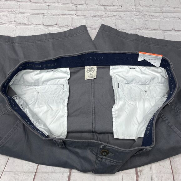 NWT St. John's Bay Men Flat Front Chino Shorts Size 48 Tall Gray B371 -23 - Picture 9 of 16